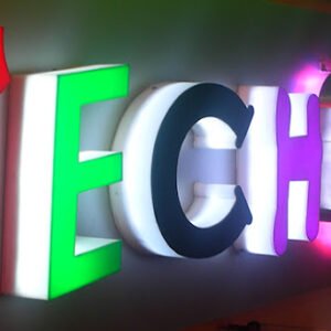 chữ mica nguyên khối xuyên đèn