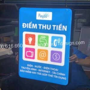 hộp đèn mica xanh dán decal hút nổi