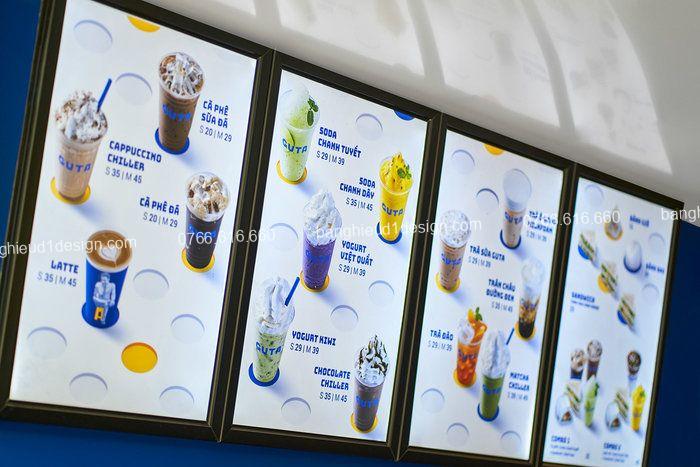 hộp đèn mỏng cho quán cafe làm menu hộp đèn mỏng cho quán cafe làm menu