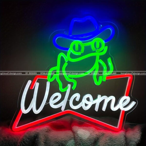 neon sign chữ welcome cho quán