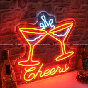 neon sign nhà hàng hình ly rượu