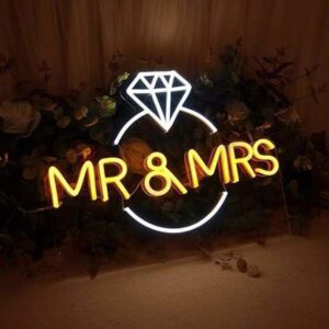 nen sign wedding tiệc cưới vẽ hình nhẫn