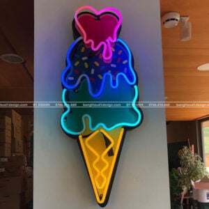 Neon sign tranh in UV neon sign cây kem cho quán ăn vặt