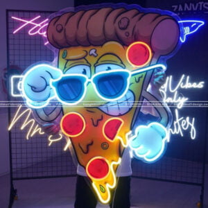 Neon sign tranh in UV neon sign pizza UV