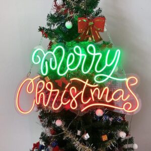 neon sign giáng sinh noel neon sign giáng sinh merry christmas trên cây thông