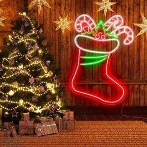 neon sign giáng sinh noel neon sign giáng sinh noel hình chiếc tất đỏ