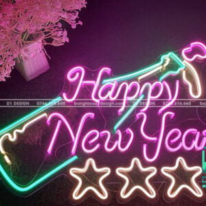 Neon sign năm mới new year neon sign new year chai rượu