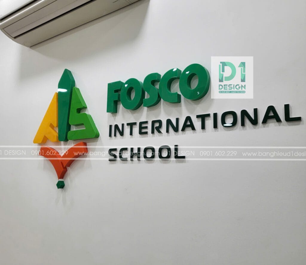 bộ logo chữ nổi uốn mica 5 màu