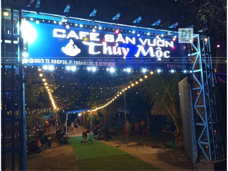 Bảng Hiệu Alu bảng hiệu alu quán cafe buổi tối