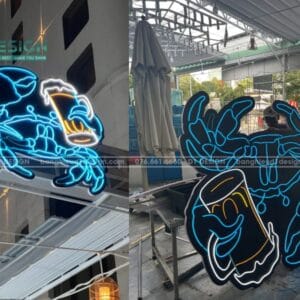 Neon sign nhà hàng seafood con cua